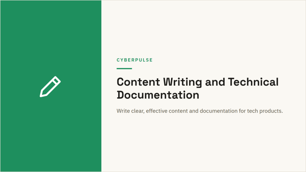Content Writing and Technical Documentation